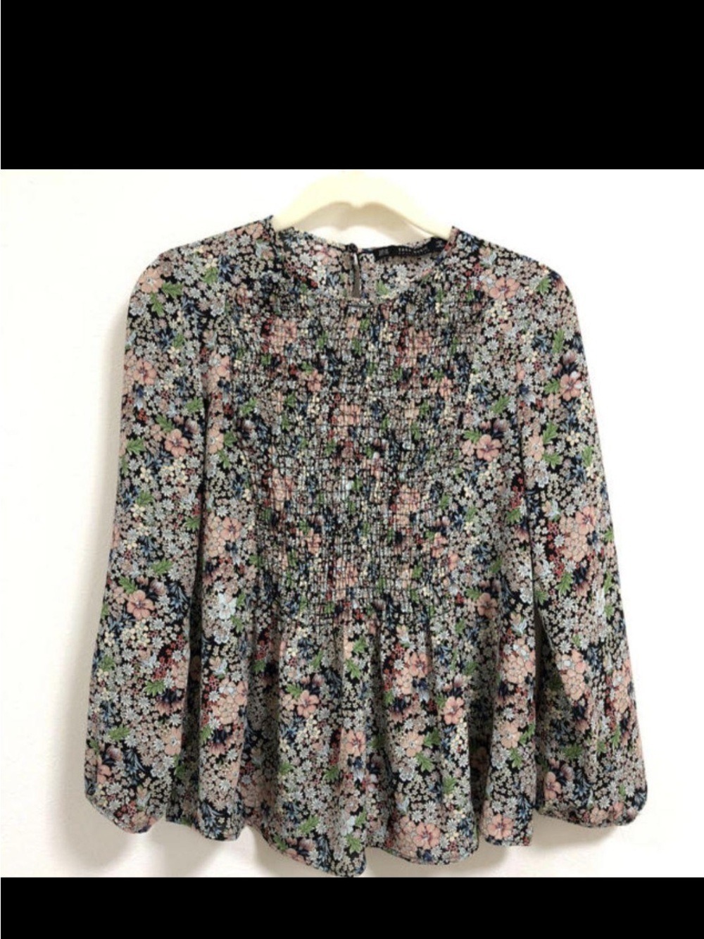 Zara Floral Smocked Blouse Multi